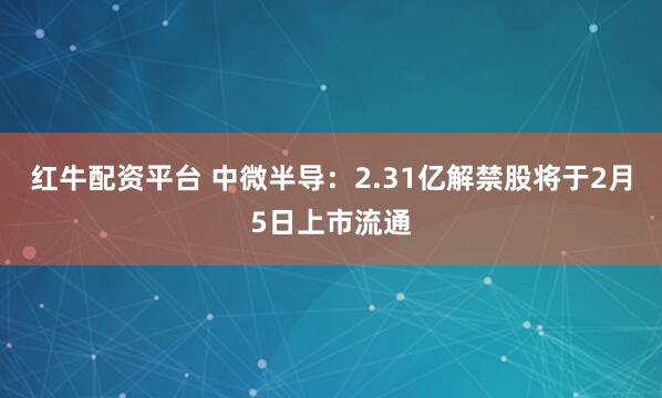红牛配资平台 中微半导：2.31亿解禁股将于2月5日上市流通