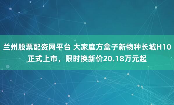 兰州股票配资网平台 大家庭方盒子新物种长城H10正式上市，限时换新价20.18万元起